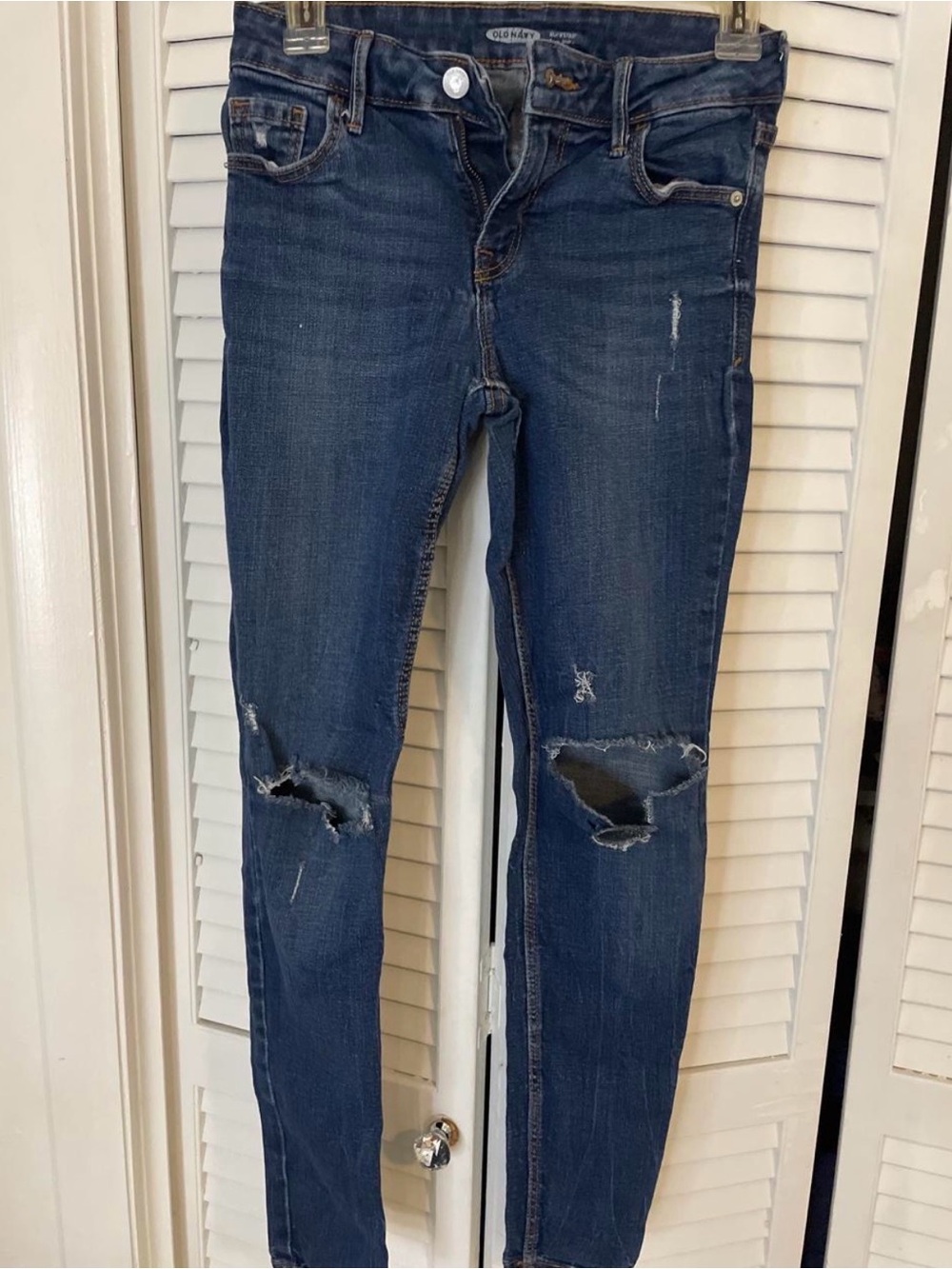 Old Navy Dark Blue Skinny Distressed Jeans